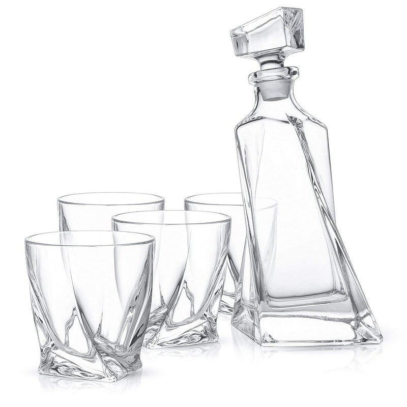 JoyJolt Atlas 5-Piece Luxury Crystal Whiskey Decanter Set, 22 oz Decanter & 4 x 10.8 oz Old Fashioned Whiskey Glasses - Image 5